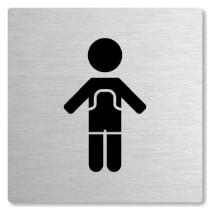 WC chlapci, 80x80mm, stříbrná, Nevada